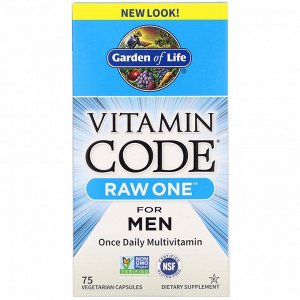 Garden of Life, Vitamin Code, RAW One, мультивитаминная добавка из сырых ингредиентов для мужчин (для приема 1 раз в день), 75 вегетарианских капсул