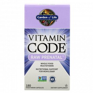 Garden of Life, Vitamin Code, Витаминный код, сырые витамины для беременных, 180 капсул