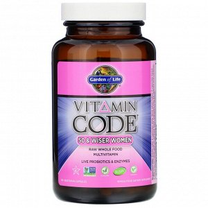 Garden of Life, Vitamin Code, для женщин от 50 и старше, мультивитамины из сырых цельных продуктов, 120 вегетарианских капсул