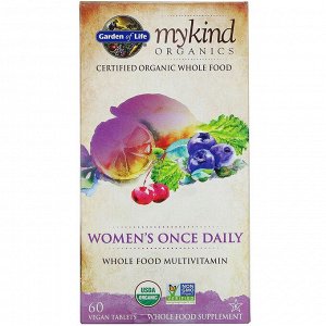 Garden of Life, KIND Organics, Женские мультивитамины 1 раз в день, 60 веганских таблеток