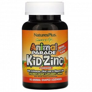 Nature's Plus, Source of Life, Animal Parade, пастилки Kid Zinc, вкус натурального мандарина, 90 животных