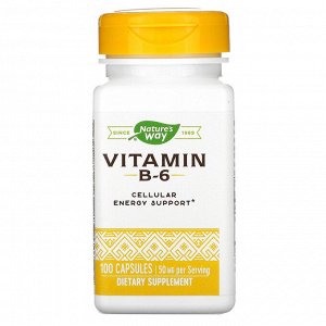 Nature's Way, витамин B-6, 50 мг, 100 капсул