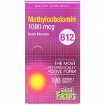 Natural Factors, B12, метилкобаламин, 1000 мкг, 180 жевательных таблеток