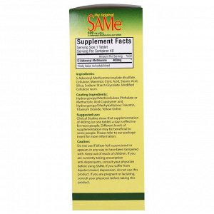 NutraLife, The Original SAMe (S-аденозилметионин), 400 мг, 60 капсуловидных таблеток, покрытых кишечнорастворимой оболочкой