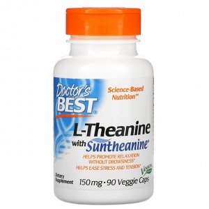 Doctor's Best, L-теанин с Suntheanine, 150 мг, 90 вегетарианских капсул