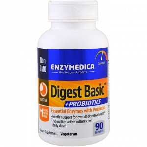 Enzymedica, Digest Basic с пробиотиками, 90 капсул