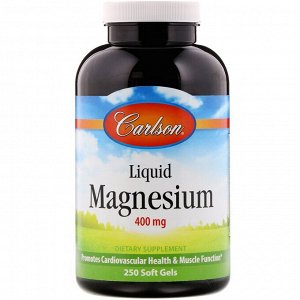 Carlson Labs, жидкий магний, 400 мг, 250 капсул