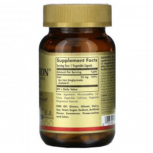 Solgar, Gentle Iron, 25 мг, 90 растительных капсул