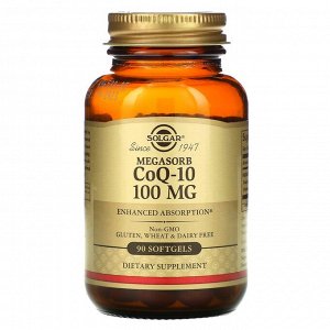 Solgar, Megasorb CoQ-10, мегасорб с коэнзимом Q-10, 100 мг, 90 капсул