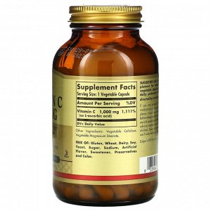 Solgar, Витамин C, 1000 мг, 100 растительных капсул