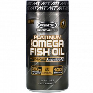 Muscletech, Platinum 100% Omega Fish Oil, Essential (серия), рыбий жир с омега-3 жирными кислотами, 100 мягких желейных капсул