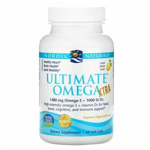 Nordic Naturals, Ultimate Omega Xtra, лимон, 1000 мг, 60 мягких таблеток