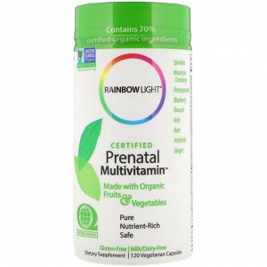 Rainbow Light, Сертифицированный Prenatal Multivitamin, 120 вегетарианских капсул