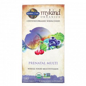 Garden of Life, MyKind Organics, пренатальные мультивитамины, 180 веганских таблеток