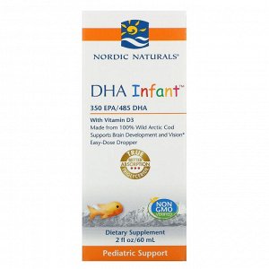 Nordic Naturals, DHA Infant, с витамином D3, 2 ж. унц.(60 мл)