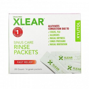 Xlear, Средство для промывания околоносовой полости в пакетиках, быстрое действие, 20 шт., по 6 г каждый