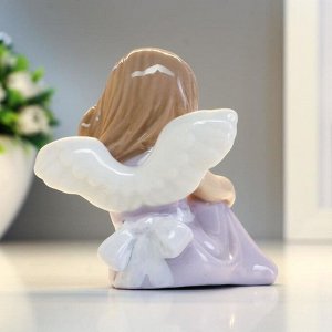 Сувенир керамика "Ангел-девочка в сиреневом платье" 7х6,5х6,5 см