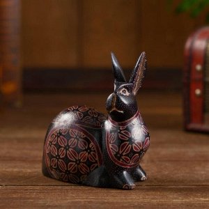 Интерьерный сувенир "Расписной кролик" дерево, батик 10 см