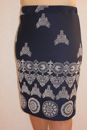 Юбка женская Пэ100% Ткань Пунто-милано с флоком разные рисунки