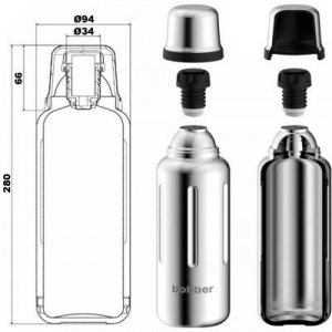 Термос вакуумный Bobber Flask-1000 Glossy нерж сталь узкое горло объём 1,0 л
