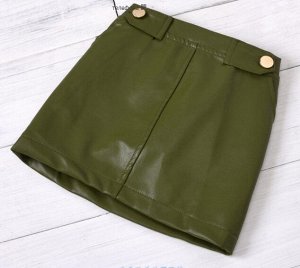 Водолазка + юбка из иск. кожи, зеленый
