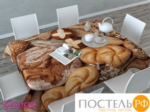 01908-СК-ГБ-003 Скатерть 3D 'Ароматный хлеб', Габардин (100% полиэстер), 120х145 см, , упаковка: ПВХ