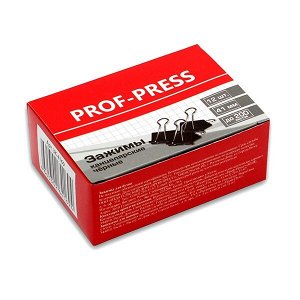 Зажим для бумаги 41мм "Проф-Пресс" черные 12шт/уп арт. ЗК-4169