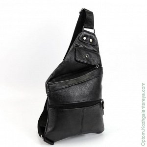 Мужская кожаная сумка слинг 019 Блек черный