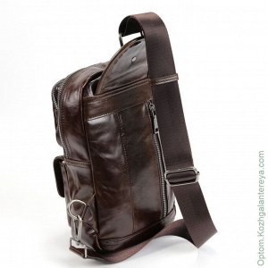 Мужская кожаная сумка слинг 9113 Браун коричневый