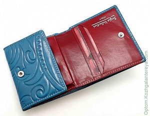 Маленький женский кожаный кошелек Sergio Valentini СВ 3191-459 голубой