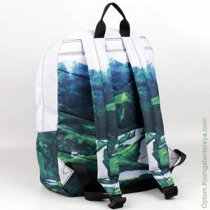 Женский текстильный рюкзак Hype ДТ 001 Горы белый синий зеленый