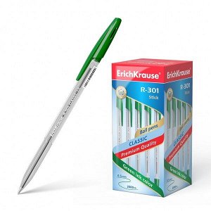 Ручка шарик "ErichKrause Classic Stick R-301" 1.0мм зеленая 1/50 арт. ЕК-43187