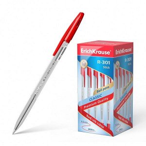 Ручка шарик "ErichKrause Classic Stick R-301" 1.0мм красная 1/50 арт. ЕК-43186