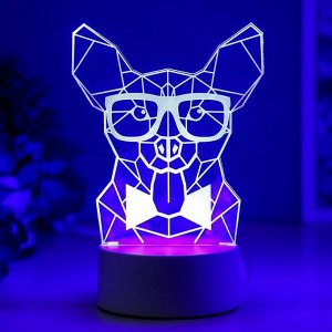 Светильник "Собака в очках" LED RGB от сети 9.5х13х19 см