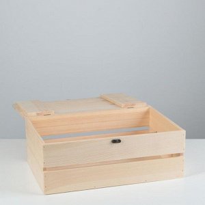 Ящик деревянный 352313 см подарочный с реечной крышкой на петельках с замком