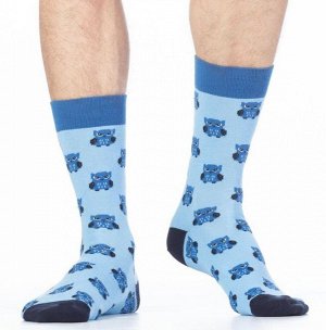 Носки Мужские фантазийные носки из хлопка с эластаном, резинка, пятка и мысок контрастного тона, рисунок "совята".

Состав:
Хлопок 70%, Полиамид 28%, Эластан 2%