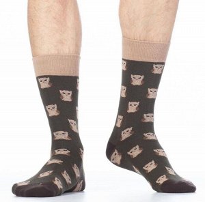 Носки Мужские фантазийные носки из хлопка с эластаном, резинка, пятка и мысок контрастного тона, рисунок "совята".

Состав:
Хлопок 70%, Полиамид 28%, Эластан 2%