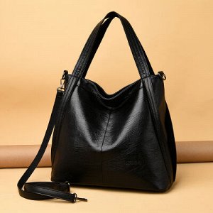 Большая женская сумка из мягкой кожи, черная