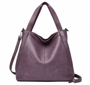 Большая женская сумка из мягкой кожи светло-фиолетовая
