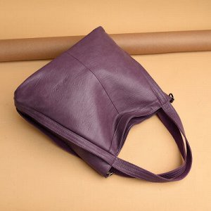 Большая женская сумка из мягкой кожи светло-фиолетовая