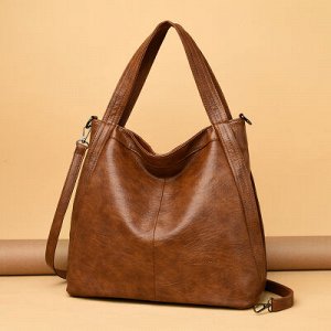 Большая женская сумка из мягкой кожи коричневая