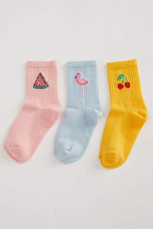 Комплект из 3 длинных носков из хлопка для девочек