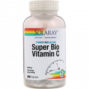 Витамин C Solaray, Буферизованный супер био C, 250 капсул на растительной основе
Продукт разработан с использованием двухступенчатой системы и технологии длительного высвобождения. Продукт предназначе