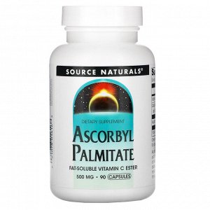 Source Naturals, аскорбил пальмитат, 500 мг, 90 капсул