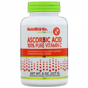 NutriBiotic, Аскорбиновая кислота, 100 % чистый витамин С, кристаллический порошок, 227 г (8 унций)