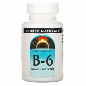 Source Naturals, B-6, 500 мг, 100 таблеток