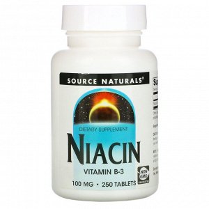 Source Naturals, Ниацин, 100 мг, 250 таблеток