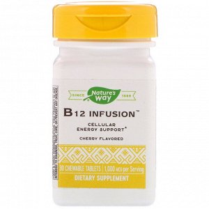 Nature's Way, B12 Infusion, Cherry Flavor, 1,000 mcg, 30 Chewable Tablets