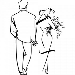 Мужчина и девушка с цветами