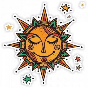 Наклейка Солнце и звёзды